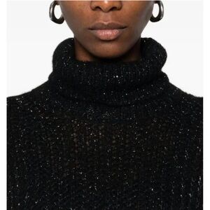 Herno Black Sparkle Turtleneck Sweater